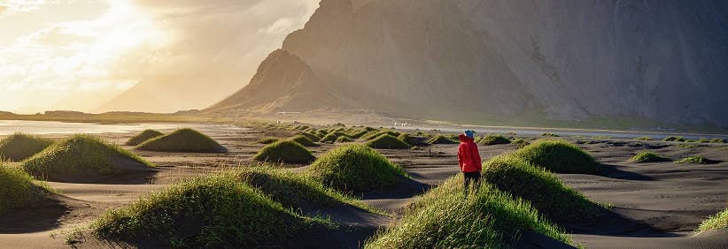 Lower Rates on Longer Rentals — Save More per Day Campervan on Iceland’s Ring Road at sunset, illustrating lower daily rates on longer rentals—see more of Iceland for less with Campervan Reykjavik.